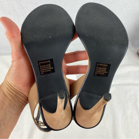 Steve Madden Tan Suede Studded Ankle-Strap Heels - Picture 8 of 11